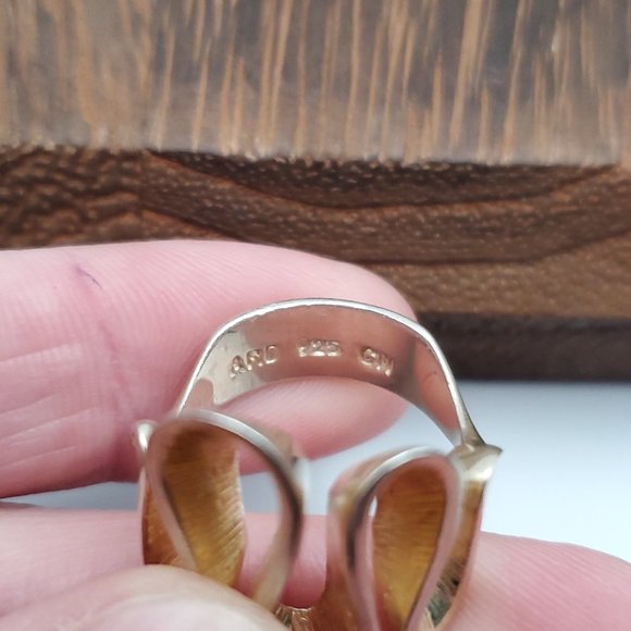 Size 8 Gold Over 925 Sterling Silver Large Abstract Ring - Picture 5 of 8